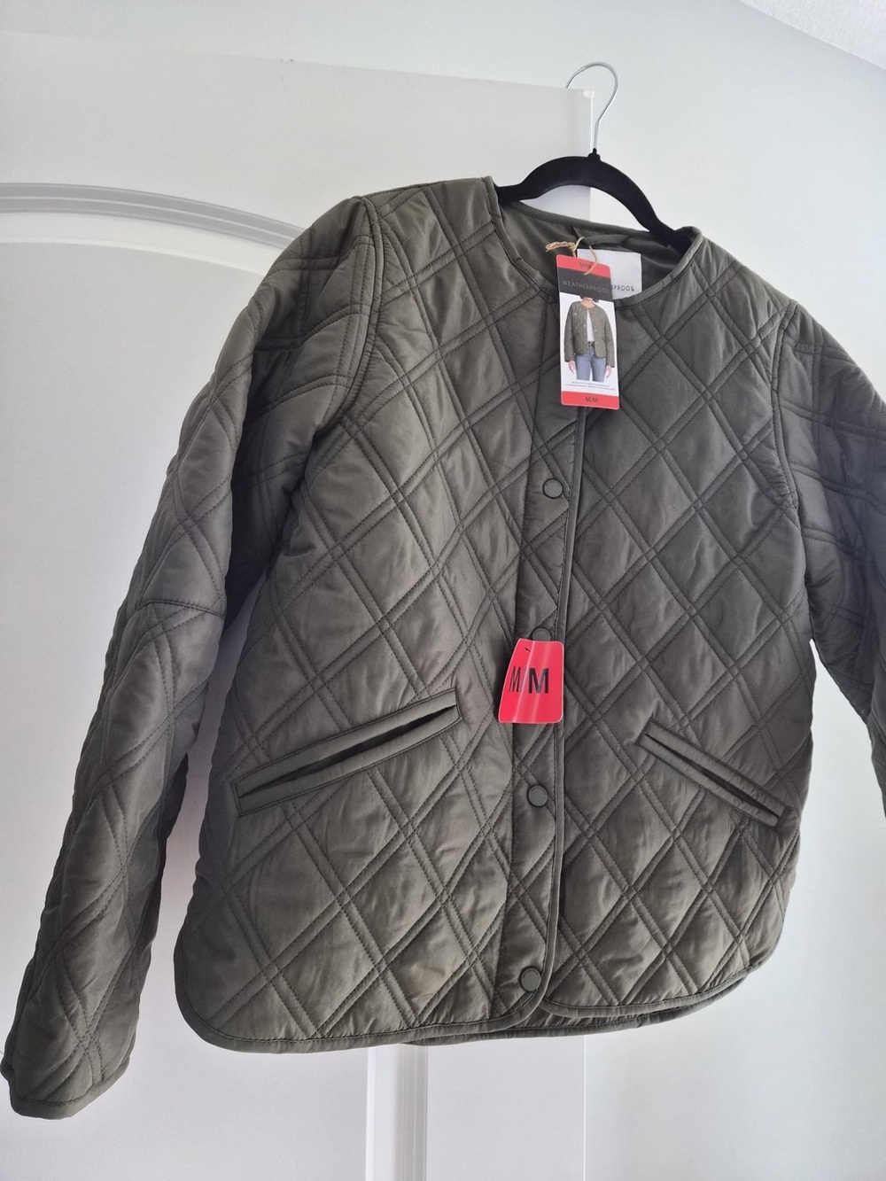 Weatherproof Women’s Quilted Olive Green Snap-Front Jacket - Medium